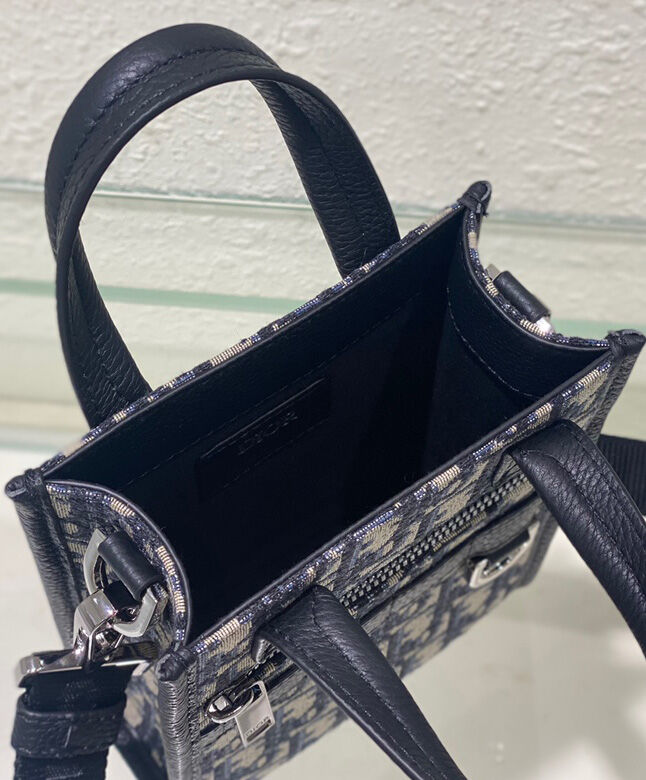 Christian Dior Safari North-South Mini Tote Bag Dark Blue